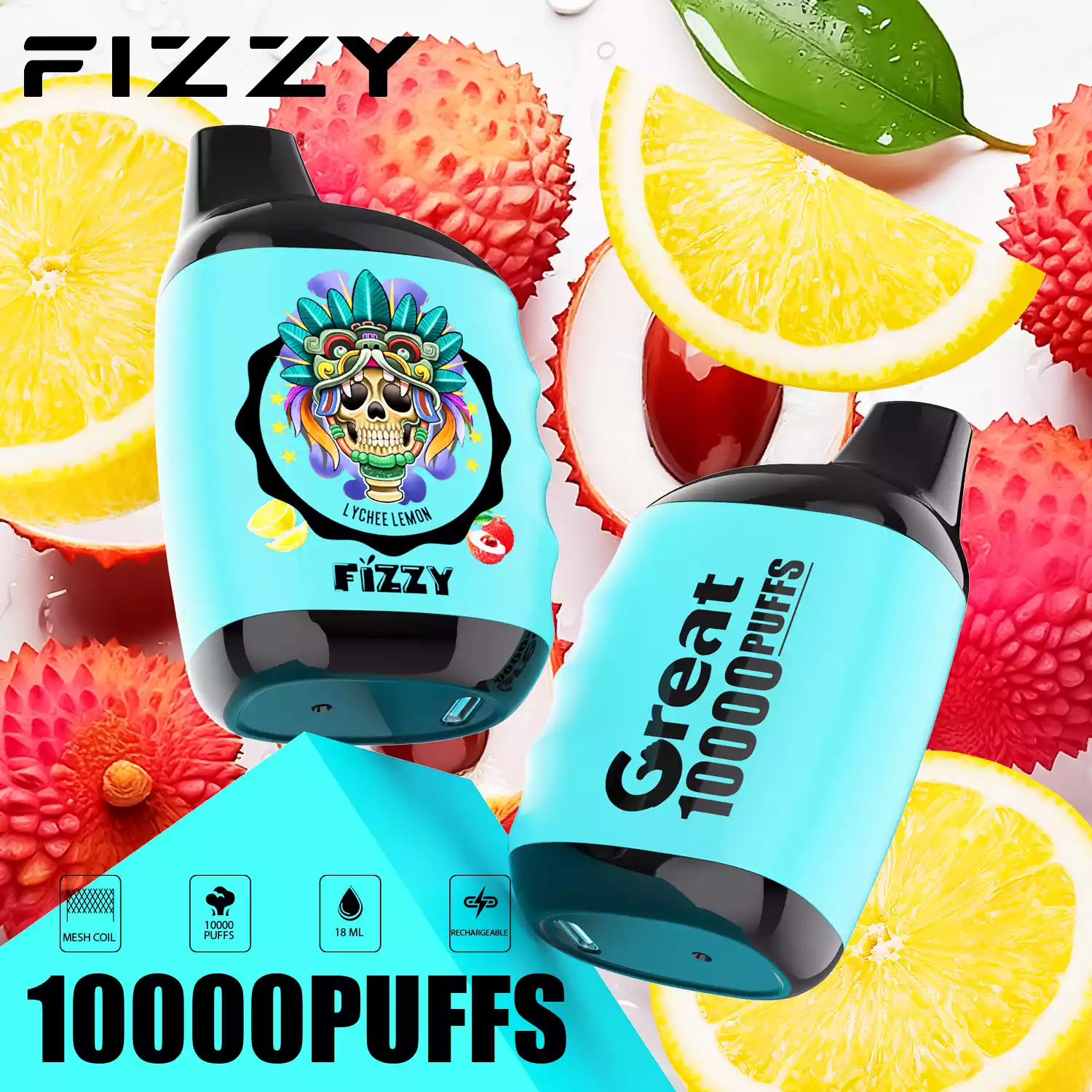 Fizzy Great 10000 Puffs Mesh Coil Einweg-E-Zigarette