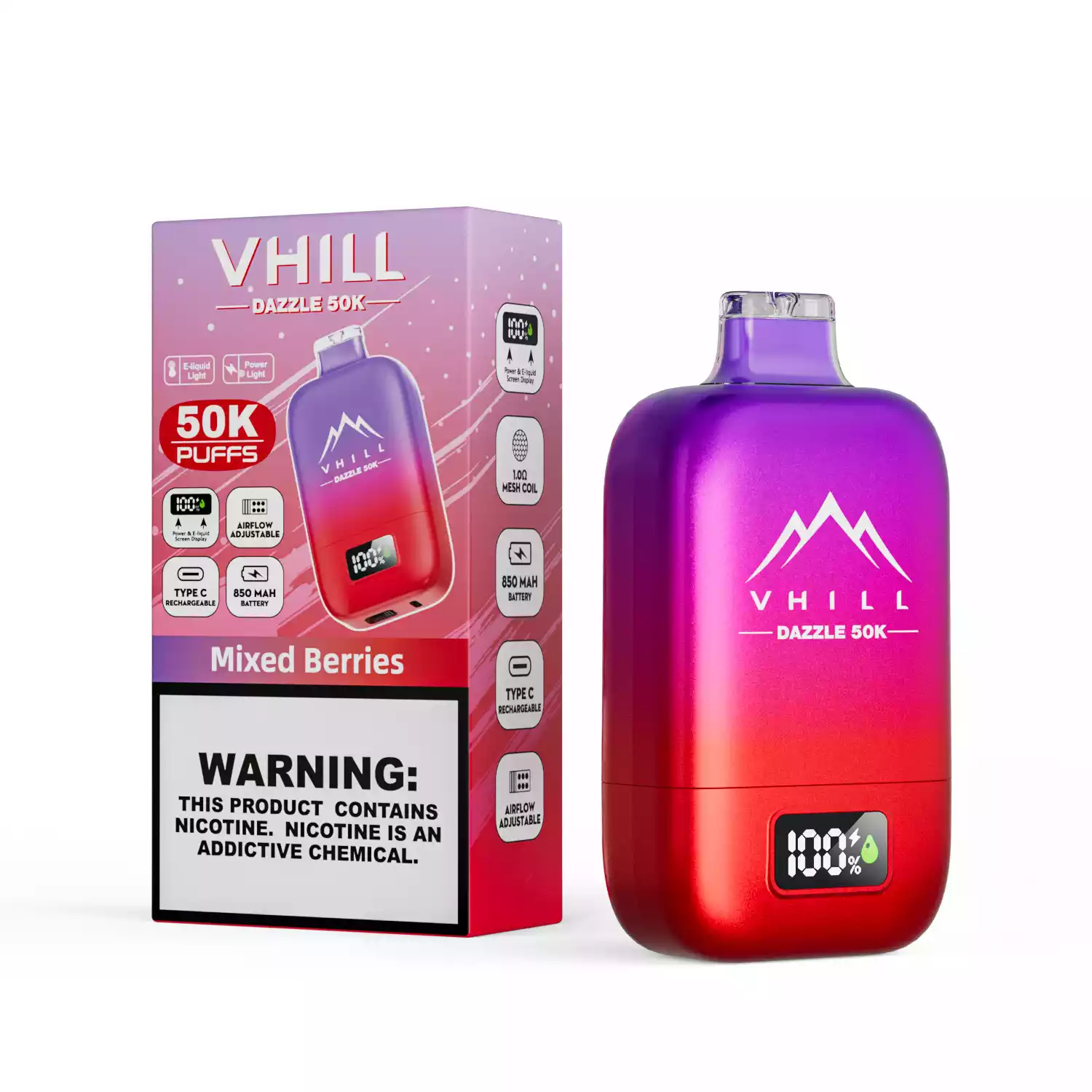 vhill Dazzle 50000 – LCD & Airflow Vape