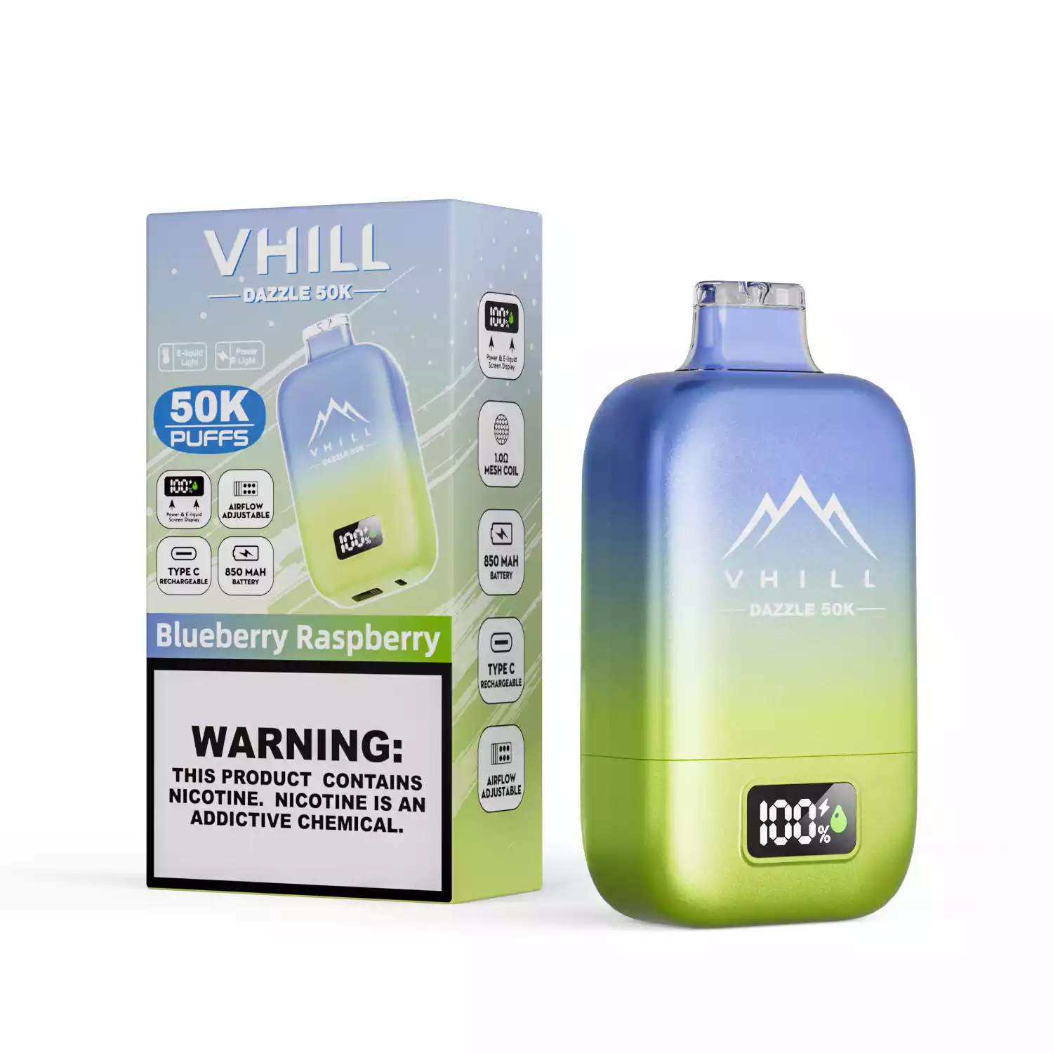 vhill Dazzle 50000 – LCD & Airflow Vape