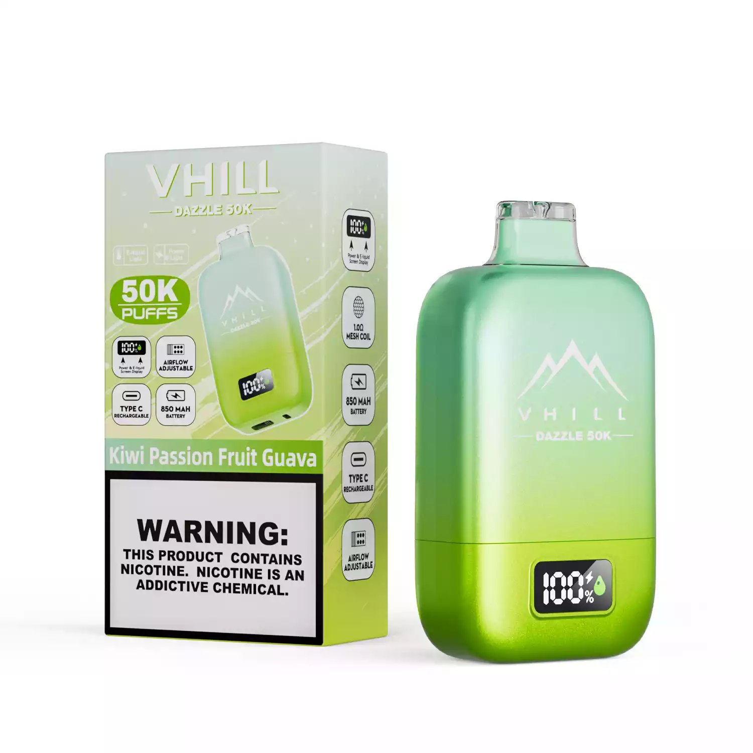vhill Dazzle 50000 – LCD & Airflow Vape