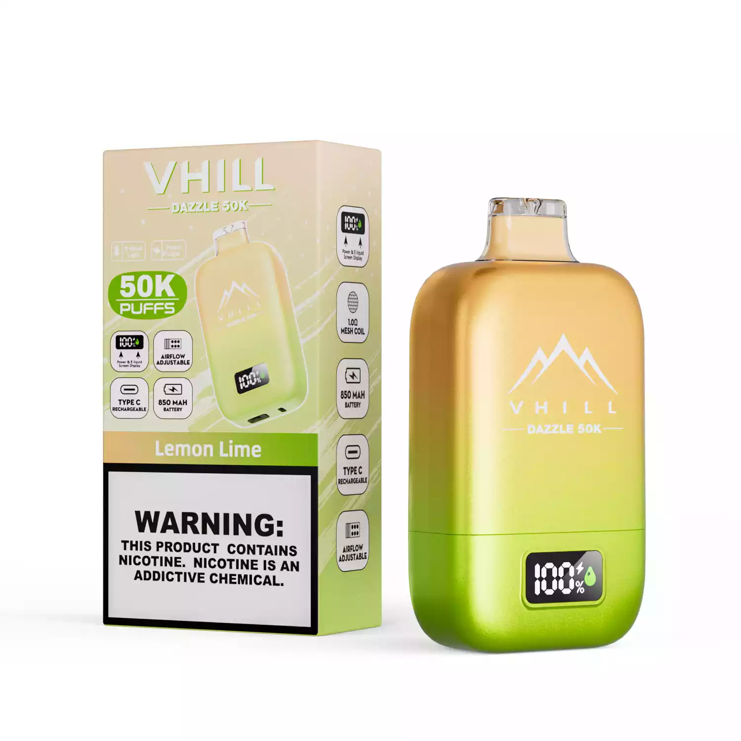 vhill Dazzle 50000 – LCD & Airflow Vape